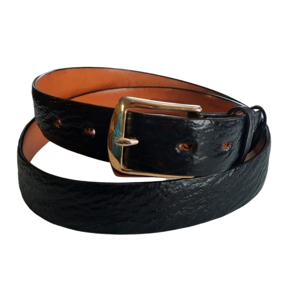 Vintage Black Sharkskin Belt | Ceintures | Size 38